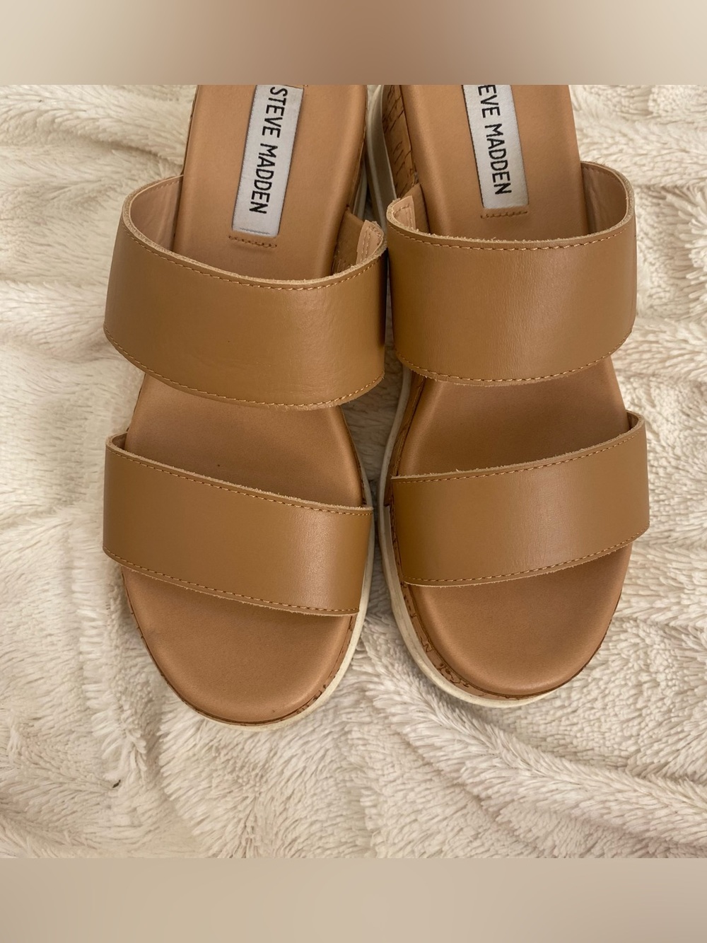 Steve Madden Defuse leather espadrille platform sandals tan Sz 7 - Picture 4 of 7